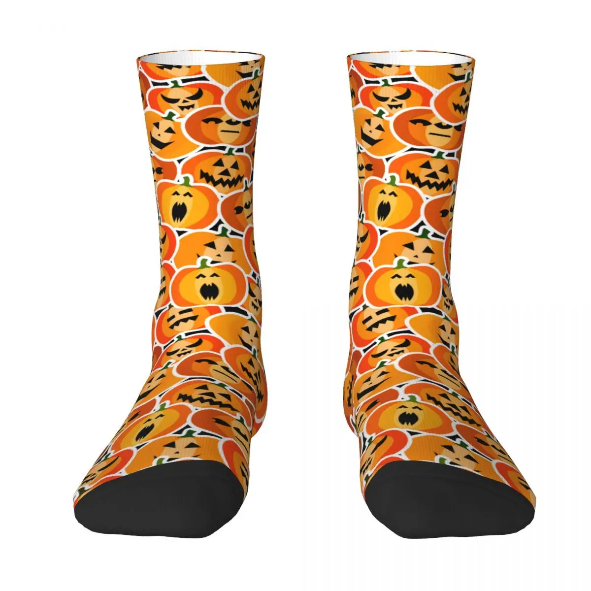 

Страшные Оранжевые тыквы на Хэллоуин, ранние носки, мужские и женские чулки из полиэстера, Настраиваемые хип-хоп