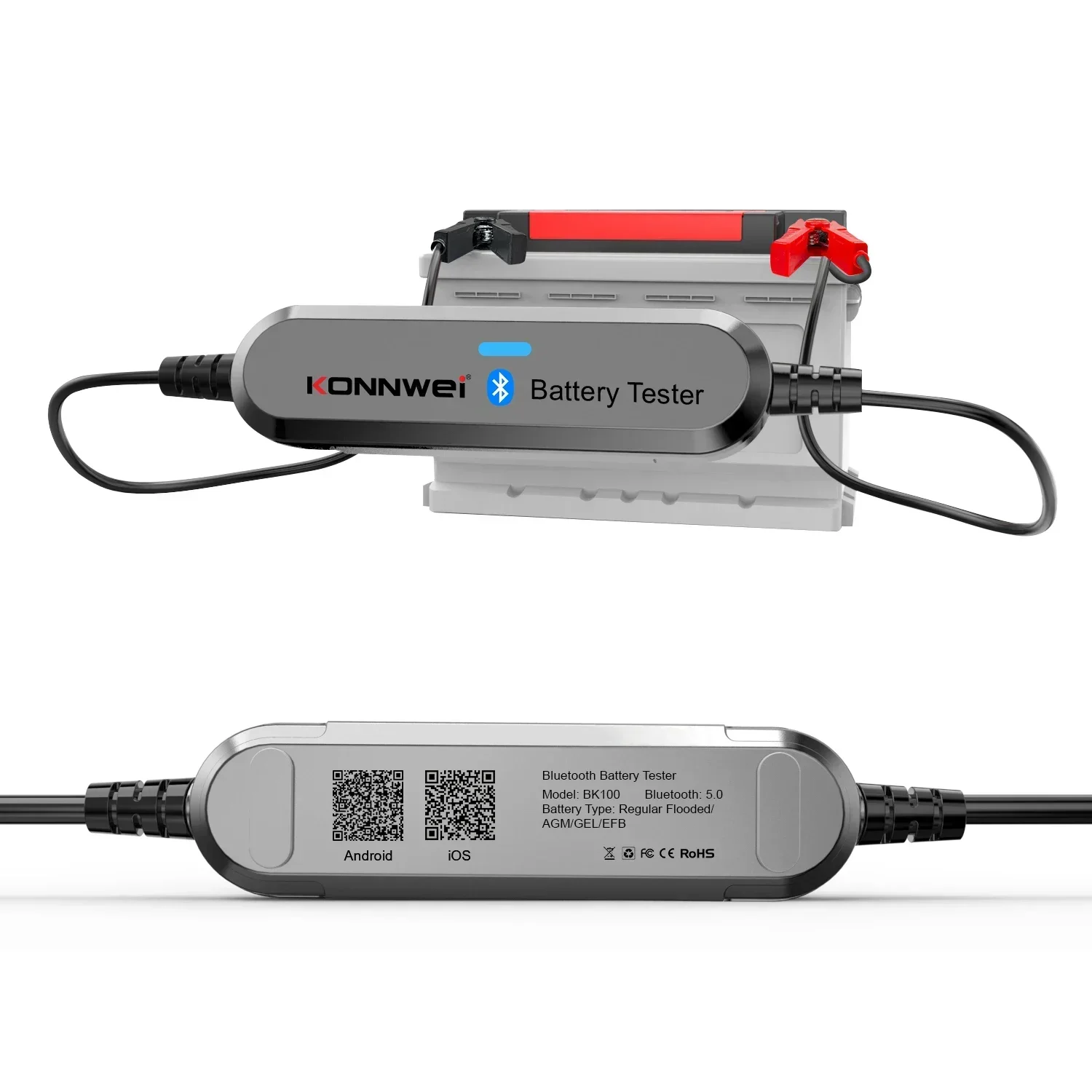 KONNWEI BK100 Bluetooth 5 0 автомобильный тестер аккумулятора мотоцикла 6 В 12 анализатор 100-2000