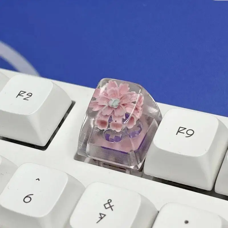 1Pc SA-Height Flower Keycap Transparent Simple Personality Cross Axis Mechanical Keyboard Keycap Professional Accessories