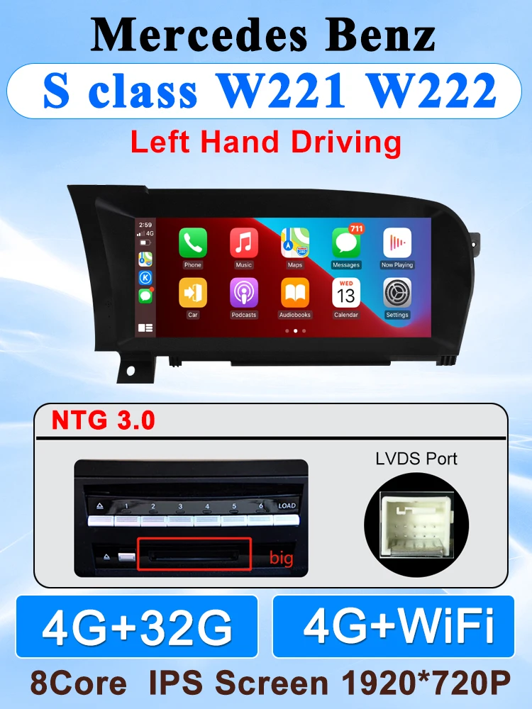 

STWEI новый автомобильный мультимедийный беспроводной Android AUTO CarPlay 10,25-дюймовый экран для Mercedes Benz S Class W221 NTG3.0 3,5 видеоплееры