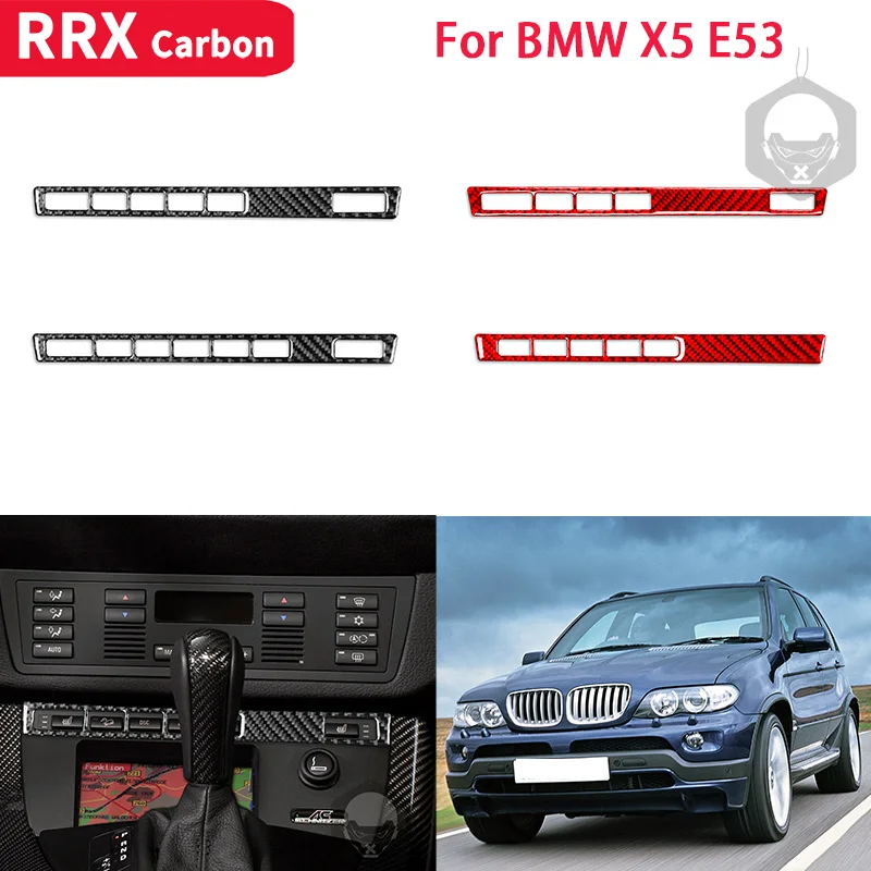 

RRX Real Carbon Fiber Interiors for BMW X5 E53 2000-2006 Car Seat Heating Switch Panel Cover Trim Stickers Auto Accessories