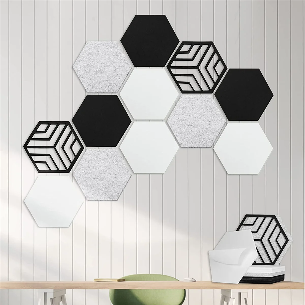 

12 Pcs Self-Adhesive Acoustic Panels,Hexagon Sound Proof Panels,Sound Absorbing Panels for Recording Studio Home,Offices