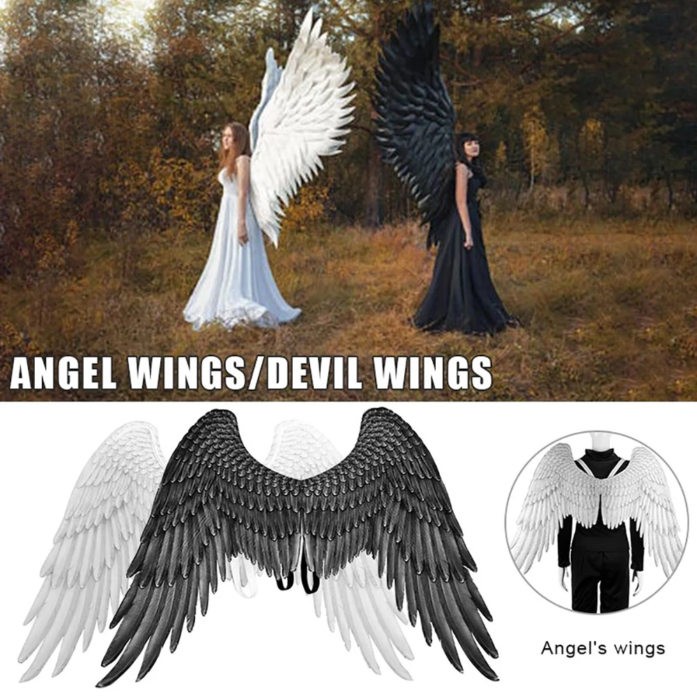 

Halloween Angel Devil 3D Big Wings Mardi Gras Theme Party Cosplay Accessories of Kid Adult Children Large Black Wings Costume