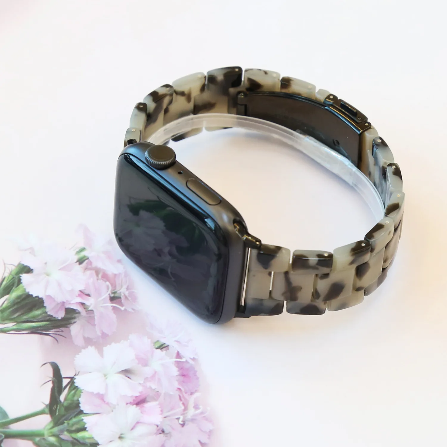 Suitable for Apple Watch series, plastic resin printed strap, stainless steel folding buckle