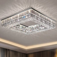Chrome Ceiling Chandelier Living Room Bedroom Dining Room Square Rectangle Kitchen Light Fixture Round Crystal Led Ceiling Lamp