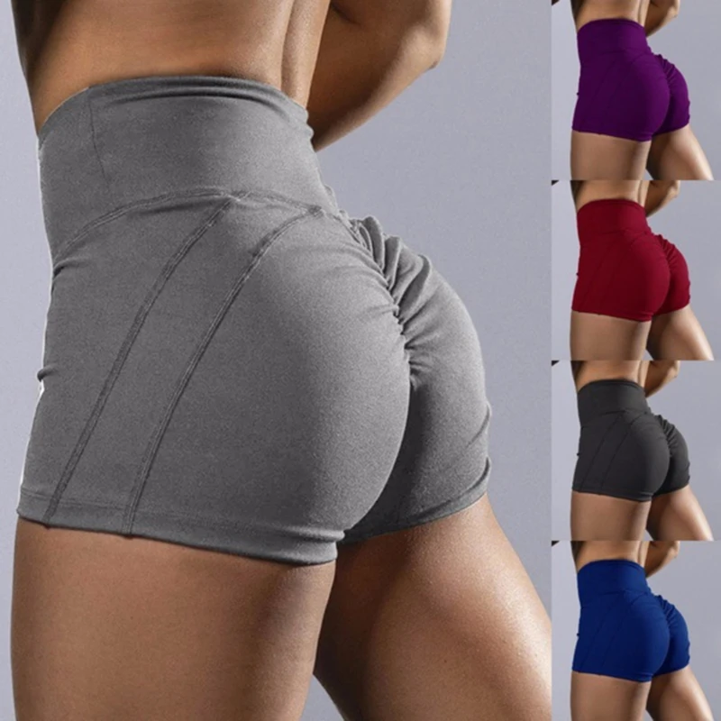 

Women Sport Shorts Yoga Clothing Gym Solid Color High Waist Push Up For Ladies Shorts Leggings Fitness Seamless Tight Sportswear