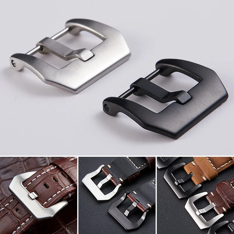 

16MM 18mm 20mm 22mm 24mm 26mm Metal Watch Buckle Men Watchband Strap Silver Black Brushed Stainless Steel Clasp Accessories