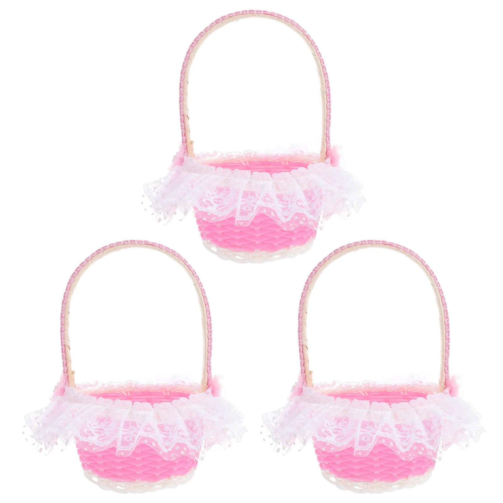

3pcs Wedding Flower Basket Flower Girl Handheld Basket Wedding Celebration Supply