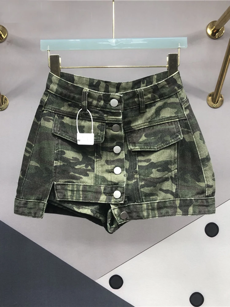 

Camouflage Asymmetric Cargo A-line Denim Skirt Women's Versatile High Waist Slim Wrap Hip Skirt 2023 Spring New