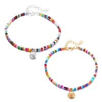 u2jf adjustable beaded anklets beach ankle bracelet bohemian colorful beads anklets cute women girls summer foot jewelry
