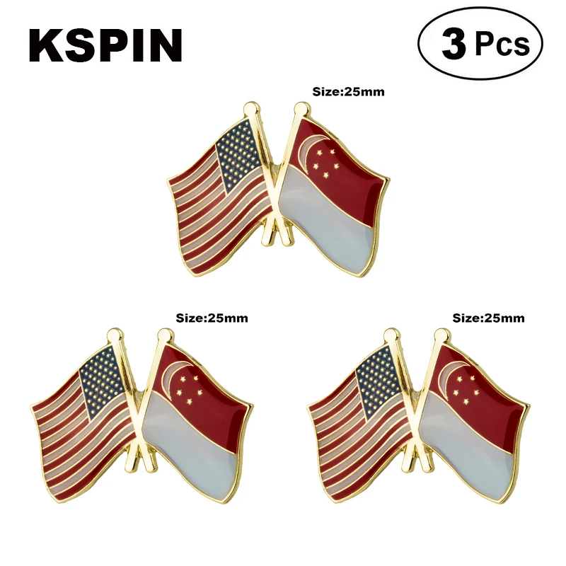 

U.S.A.& Singapore Frendship Lapel Pin Brooches Pins Flag badge Brooch Badges