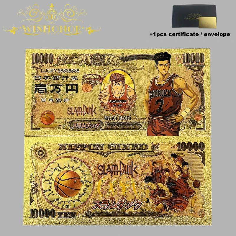 

Новинка 2022, 6 моделей, японское аниме Slam-dunk Sakuragi-Hanamichi, пластиковая открытка с покрытием 24-каратным золотом для коллекции банкнот