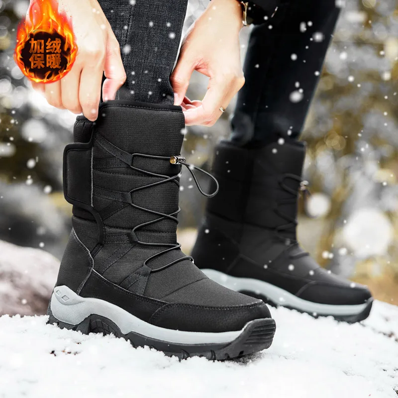 Outdoor Waterproof Winter Sneakers For Men Keep Warm Snow Botas Hombre Winter Boot High Top Hunting Shoes Leather Tactical Boots