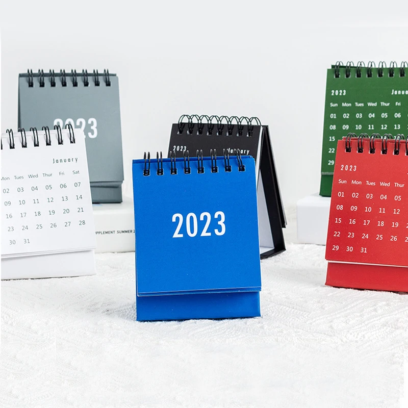 

2023 Mini Desk Calendar Table Planner Student Desktop Paper Desktop Calendar Solid Color Portable Office Daily Scheduler