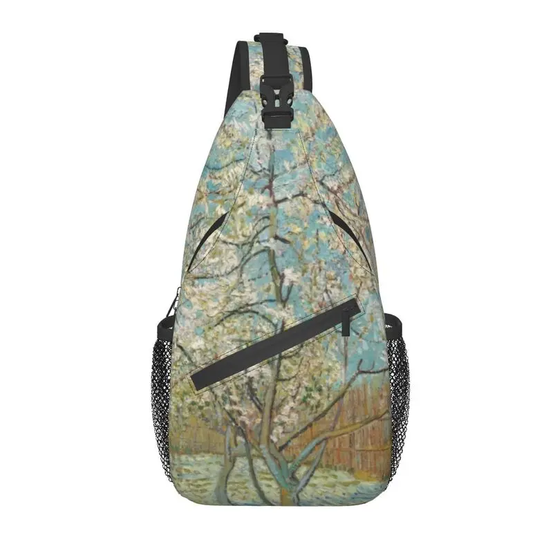 

Cool Vincent Van Gogh Painting Sling Crossbody Backpack Men The Pink Peach Tree Shoulder Chest Bags for Travel Cycling