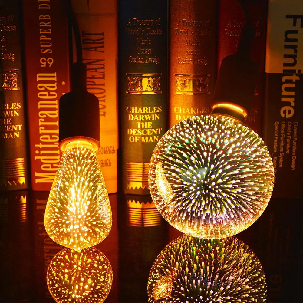 

3D Decoration LED Bulb E27 6W 85-265V Vintage Edison Light Bulb Star Fireworks Lamp Holiday Night Light Novelty Christmas Tree