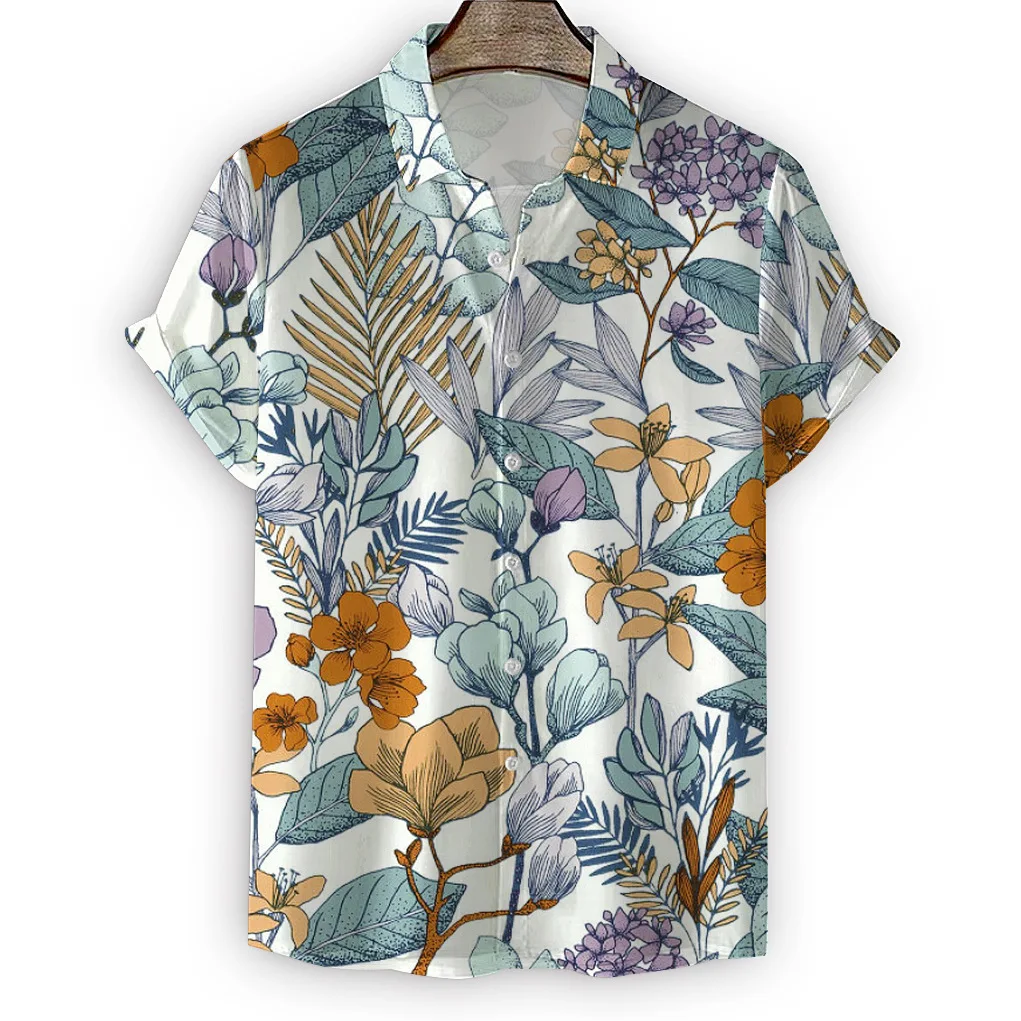 Men's Casual Summer Shirt 3D Printed Pattern Short Sleeved Fashionable Lapel Single Breasted Clothes Fun Cool Men's Street Cloth