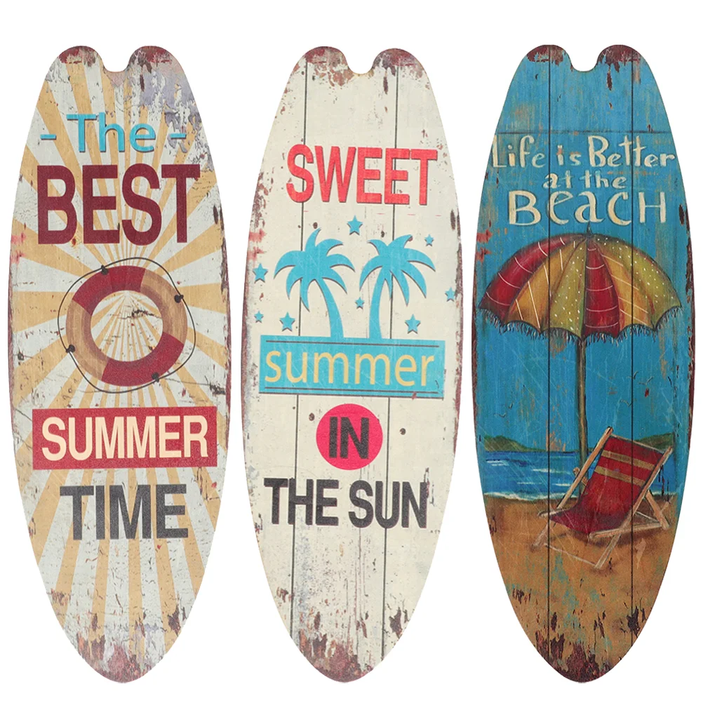 

Деревянная доска для серфинга, 3 шт., летние украшения, домашняя винтажная комнатная доска для крыльца, настенная Подвеска для гостиной, побережья