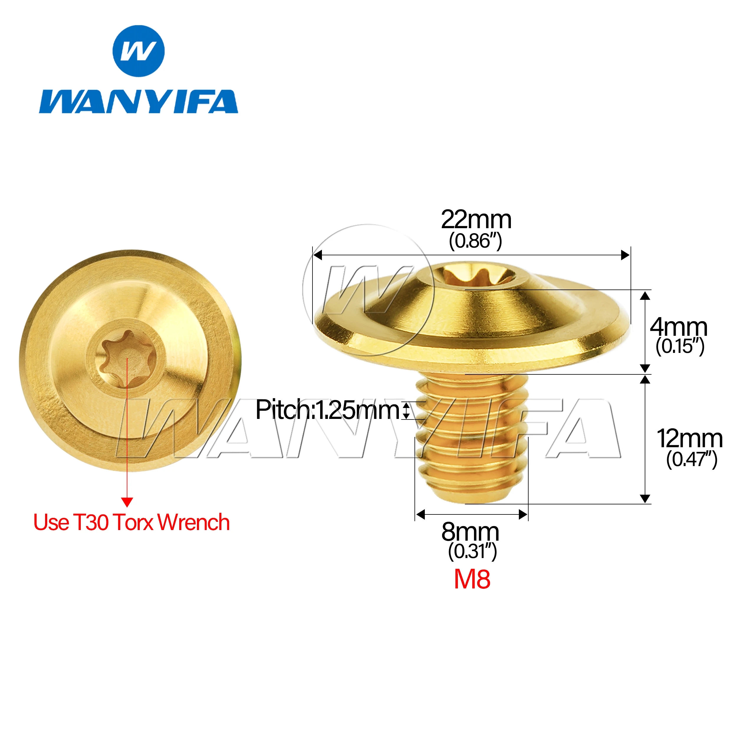 Титановые болты Wanyifa M8x12 мм Torx T30 сливовая фланцевая головка шаг диска 1 25 винт для