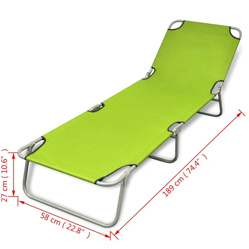 

Outdoor Patio Garden Folding Sun Lounger Lounge Chairs for Pool Outside Deck Powder-coated Steel Apple Green