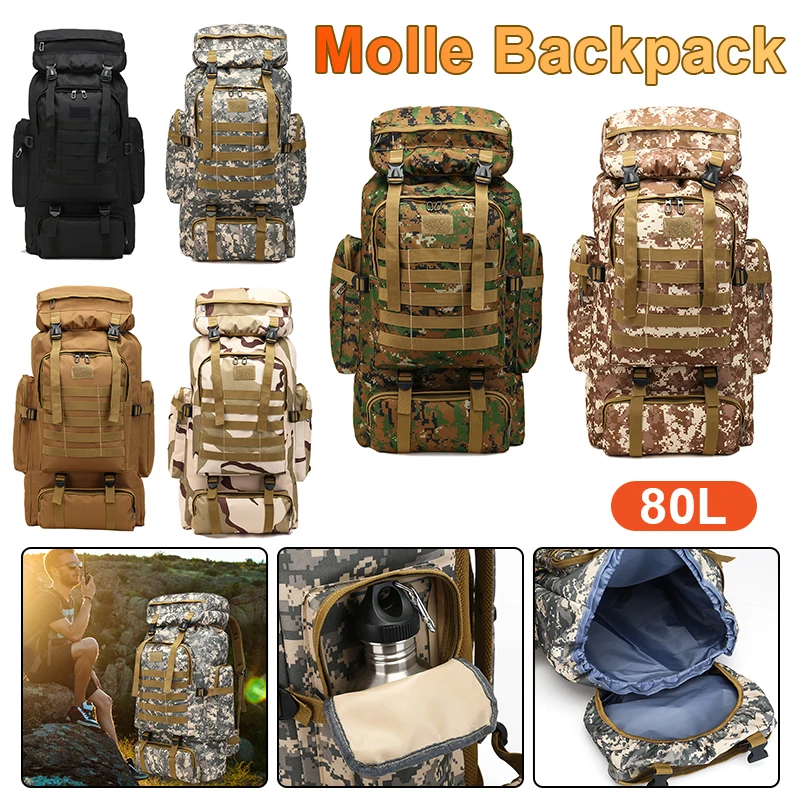 

Mini Hydration Sports Bag 80L Sports Backpack Assault Molle Pouch Tactical Military Outdoor Training Trekking Molle BagsKnapsack