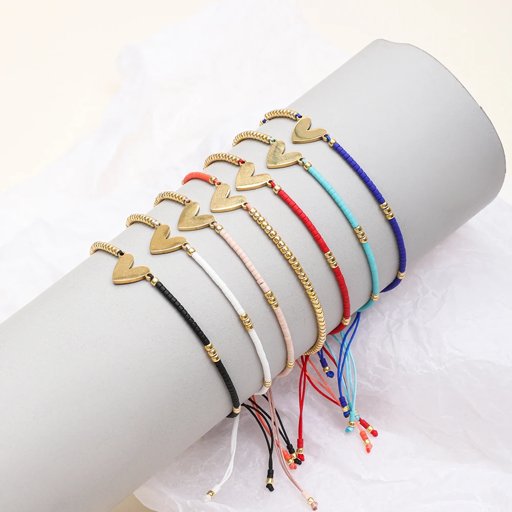 Женский браслет из бисера ZMZY белый плетеный с бусинами в форме сердца Миюки