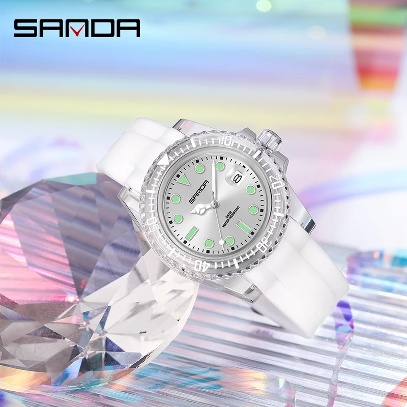 

2023 SANDA Brand Luxury Men's Silicone Sports Wrist Watch 50M Waterproof Date Calendar Business Quartz Watches Relogio Masculin
