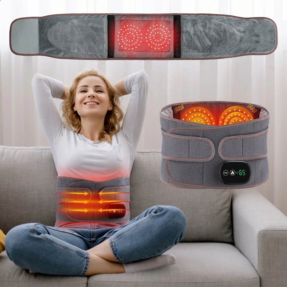 

Electric Waist Massage Vibration For Back Period Cramp Massager Relieve Pain Belt Red Light Hot Compress Lumbar Spine Support