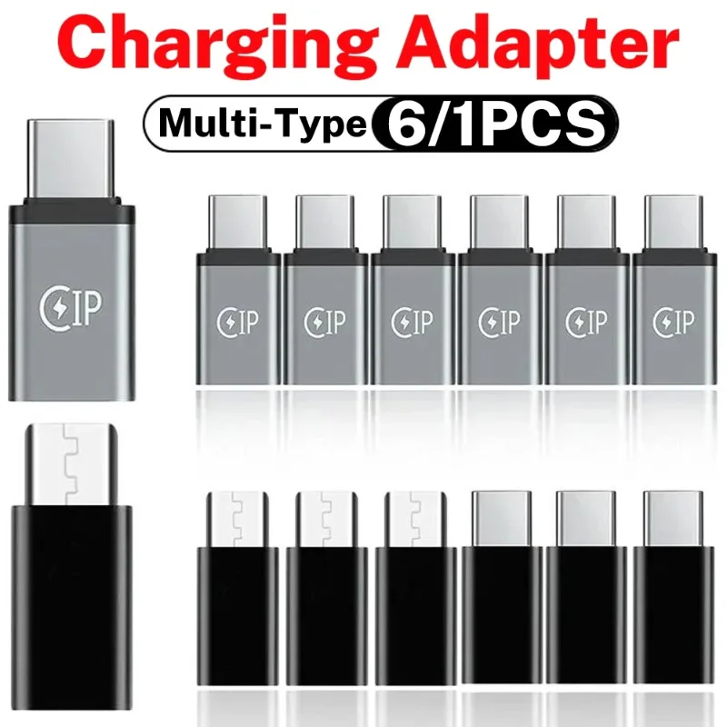 Фото 6/3/1 шт. Micro USB/iOS «мама» на тип C «папа» OTG адаптер для зарядки передачи данных конвертер для iPhone Xiaomi USB C адаптеры №1