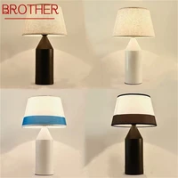 brother modern table lamp romantic simple led fabric desk light for home living bedroom bedside