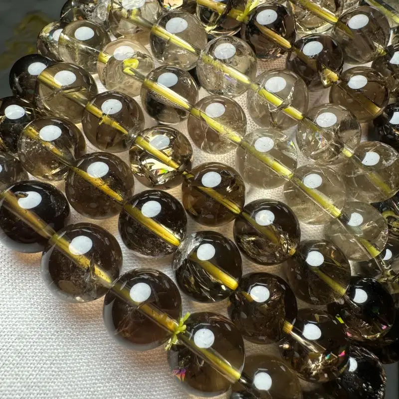 Натуральные черные кварцевые гладкие круглые бусины из кварца для изготовления