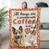 BlessLiving 3D Coffee And Dog Flannel Throw Blanket Soft Lightweight Kawaii Lovely Puppy Animal Pattern Blanket Dropshipping 1
