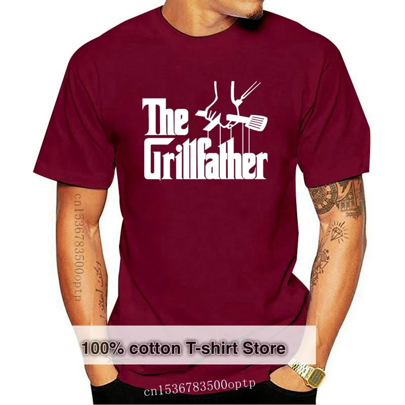

New The grill father t-shirt funny kitchen chef cook bbq gift men v neck