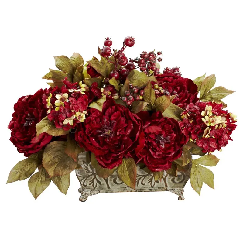 

& Hydrangea Artificial Flower Arrangement, Red Flowers Flowers for weddding decoration Bulk flowers Bouquet wrapping paper Brida