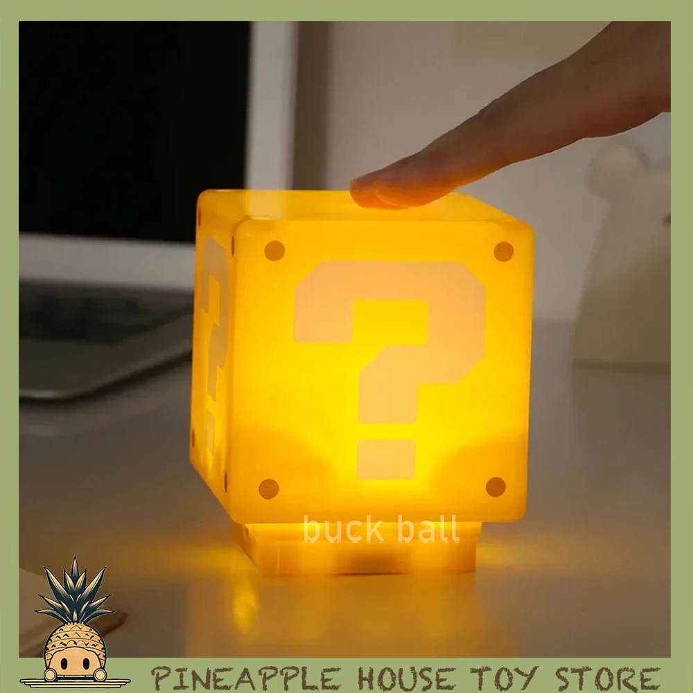 

8cm Super Mario Bros Anime Figure Led Question Mark Brick Night Light Desk Decora Sound Usb Charging Desk Lamp For Kid Toy Gifts