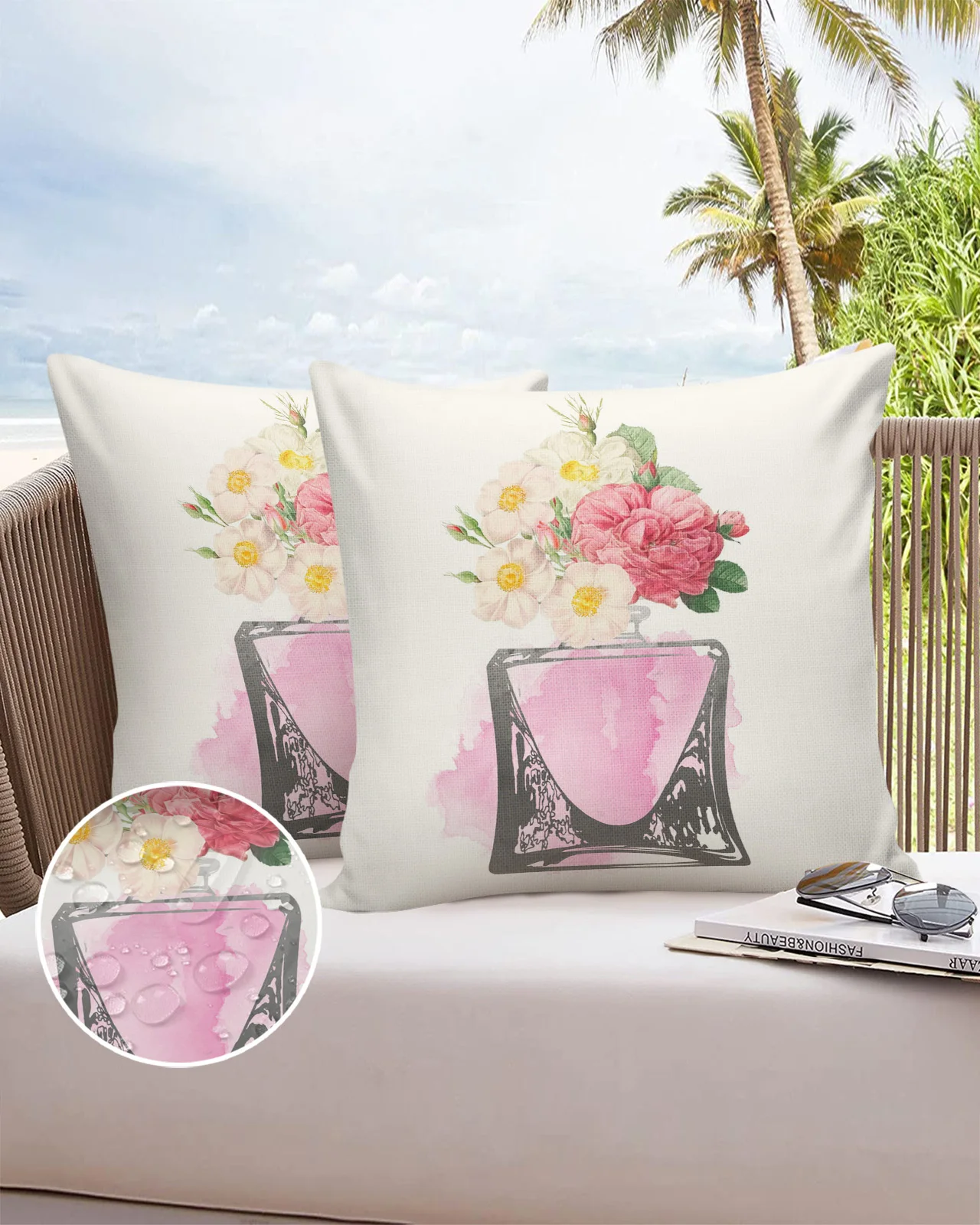 

Watercolor Line Bottle Flower Waterproof Pillowcase Home Decor Sofa Decor Pillowcase Bedroom Pillow Cushion Cover