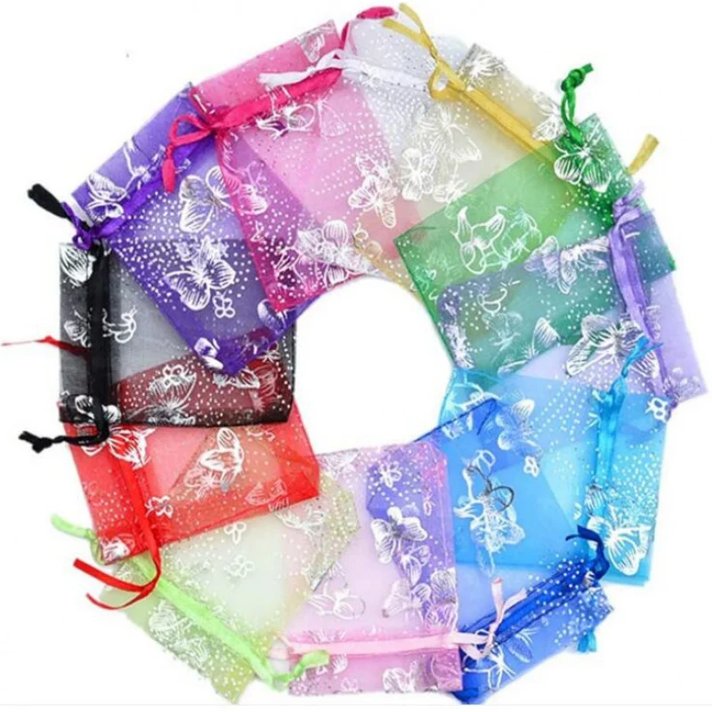 

9*12 Butterfly Jewelry Pouches Christmas Gift drawstring bag Wedding mix color