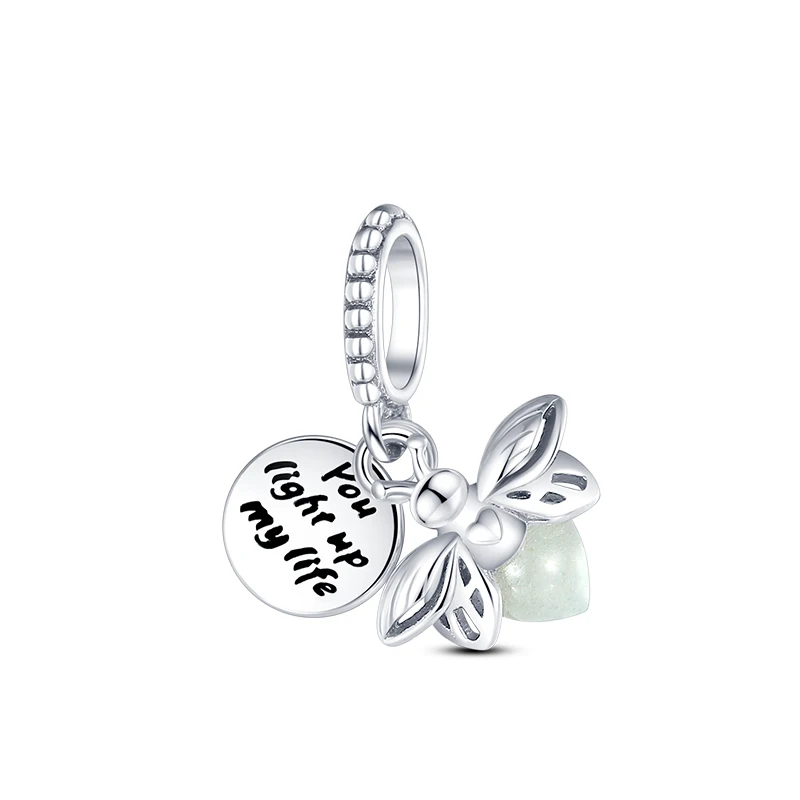 

HOT SALE 925 Sterling Silver Zircon firefly Charm Beads Fit Original Pandora Bracelet Pendant Necklace Jewelry Gifts for ladies