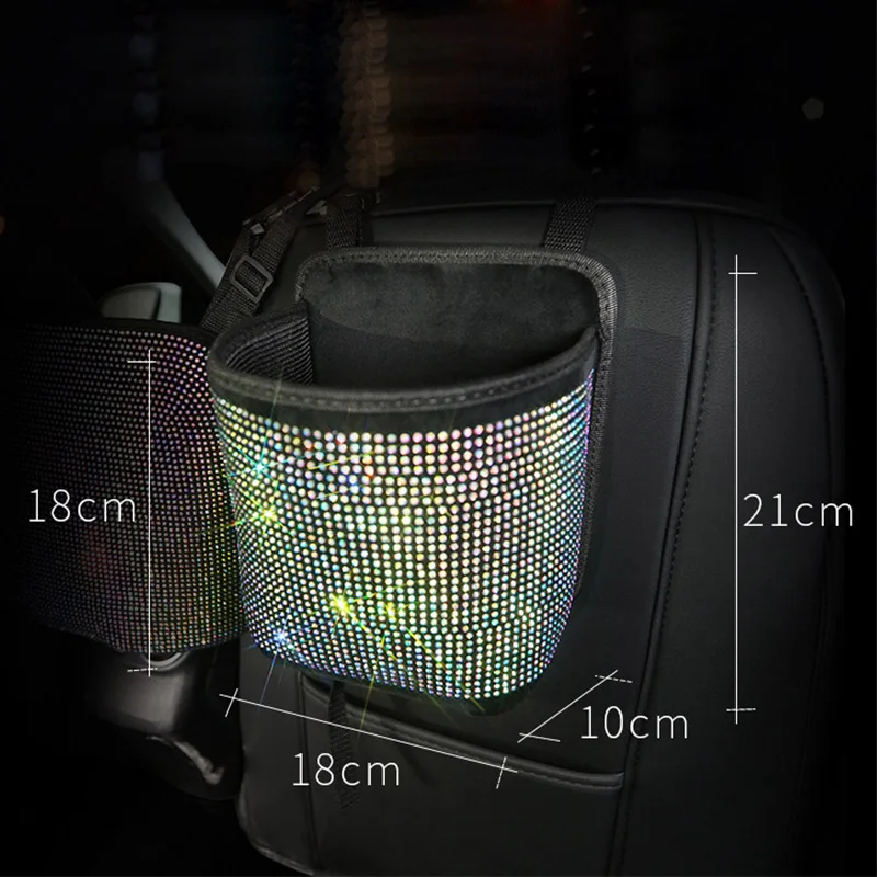 Car Seat Back Box Hanger Storage Holder Bag Girly Car Accessories Bling Interior Auto Stowing Tidying Hanging Pocket Organizers images - 6
