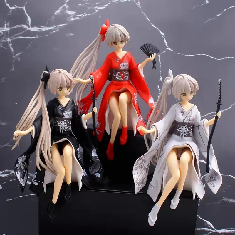 

15CM Anime game Yosuga No Sora Kasugano Sora kimono Fan With base Action figure PVC Model toys car Ornaments doll gifts