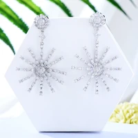 godki shiny boho gorgeous gear fireworks pendant earrings full cz for women bridal wedding engagement anniversary jewelry