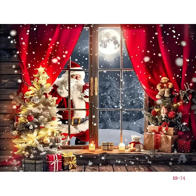 Christmas Day Flower Wreath Photography Backdrops Props Indoor Decoration Winter Wonderful Xmas Eve New Year Background RD-50