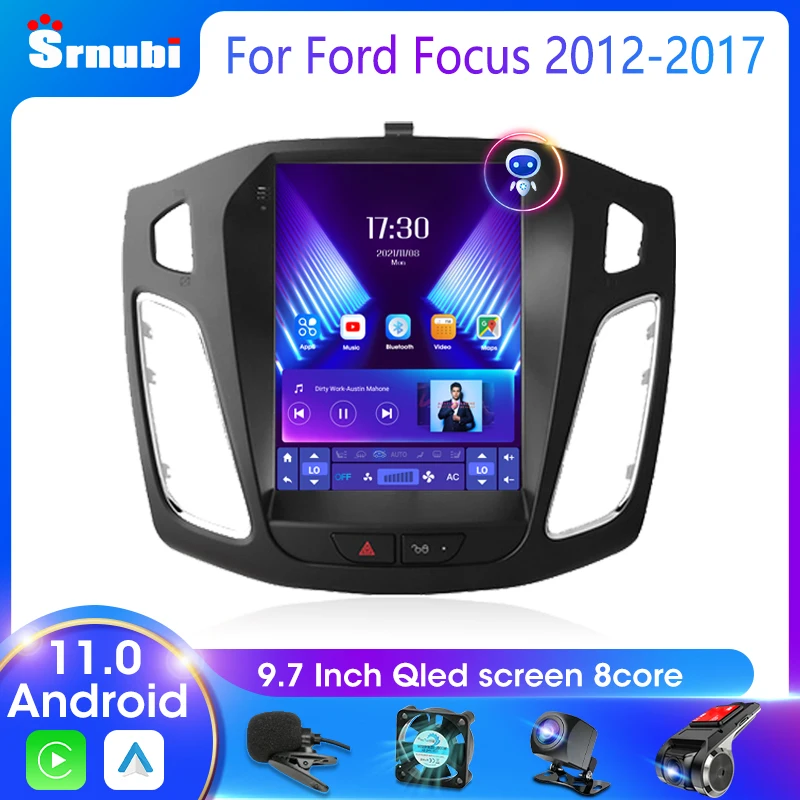 

Srnubi 9.7" Android 11 Car Radio For Ford Focus 2011-2017 2Din Multimedia Video WIFI 4G GPS DVD Carplay Head Unit QLED Player