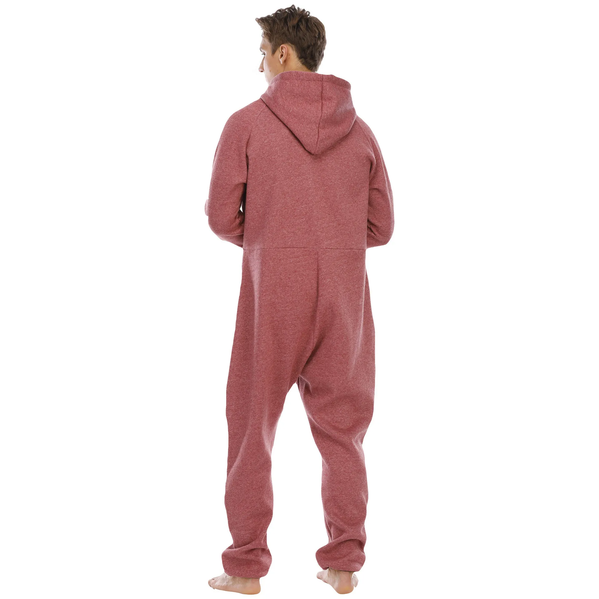 Sleepwear for Men Thickened Sweater Fleece Jumpsuit Home Wear Solid Hooded Full Man Robe  Pijama Hombre Mens Onesie Pjs Badysuit