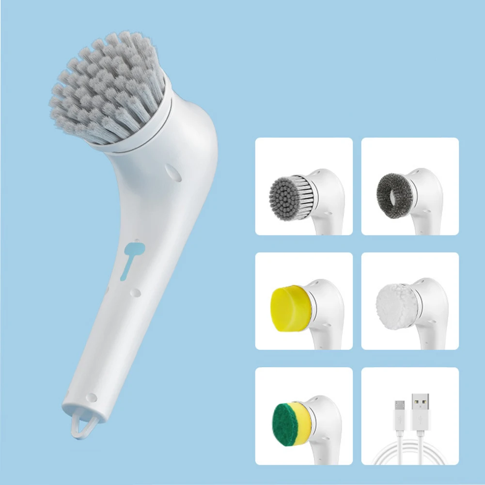 

NEW 5-in-1Handheld Bathtub Brush Wireless Kitchen Bathroom Sink Cleaning Tool Head Efficient Cleaning Toilet Tub Electric Brush