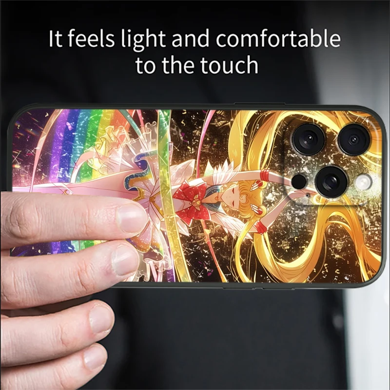 Сейлор Мун Модный милый для iPhone 15 14 13 12 11 XS XR X 8 7 SE Pro Max Plus Mini черный чехол телефона