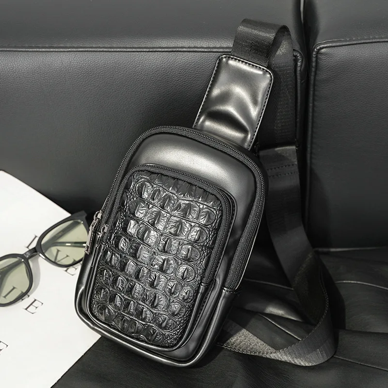 Fashion New Men's Chest Bag Shoulder Messenger Bag Luxury Alligator PU Leather Single Shoulder Bags Men Brand Designer Sling Bag