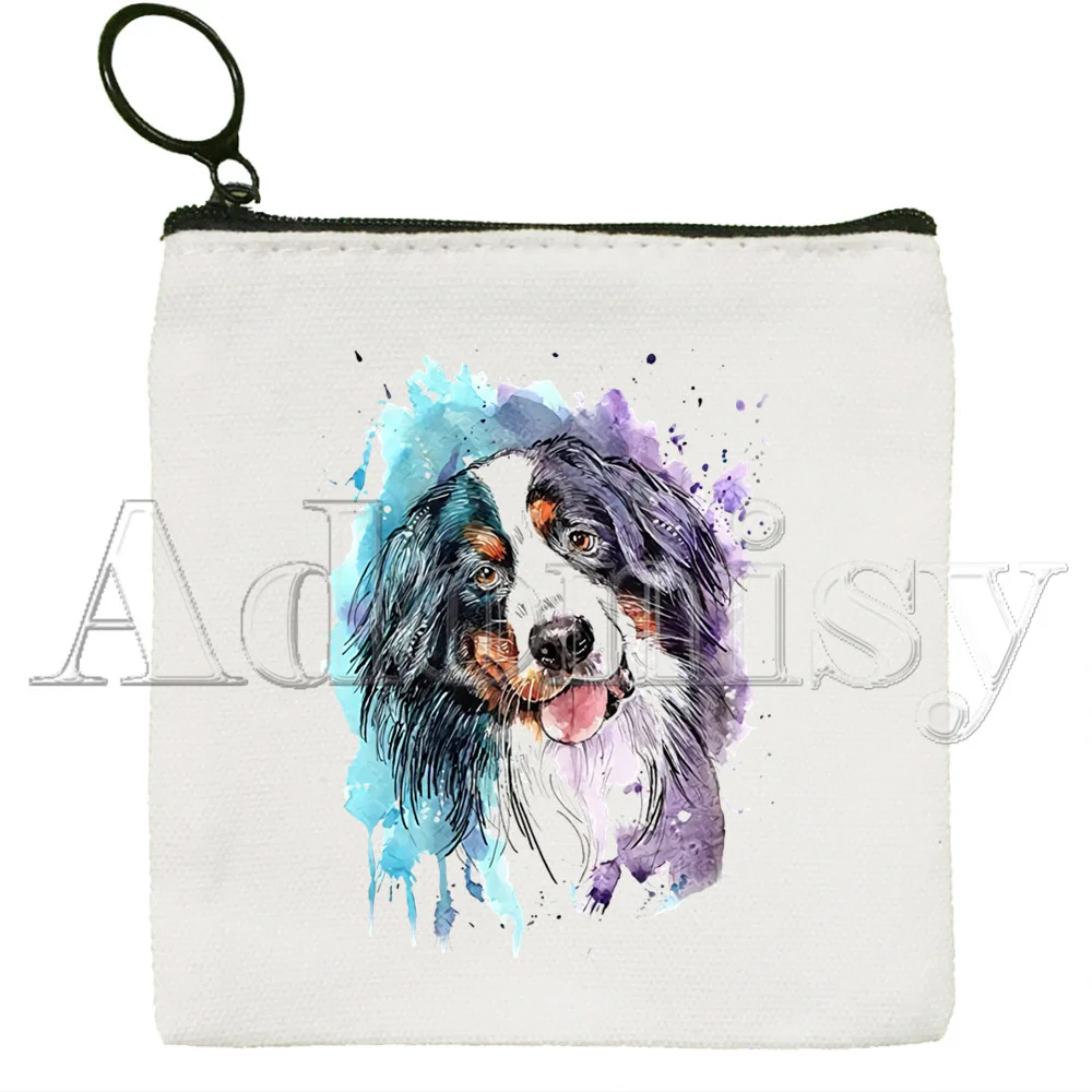 Bernese Mountain Dog Hand-painted Wallet Blank Canvas Pure White Cloth Bag Customized Hand-painted Small Coin Bag
