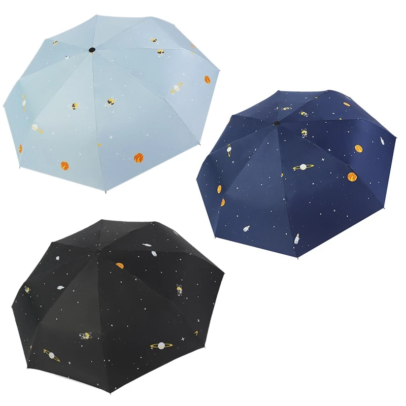 

Creative Star Universe Serie Umbrella Fold Rainy Stellar Planet Umbrella UV Rainproof Sun Parasol Umbrella Female