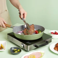 frying pan with lid non stick pan with wooden handle stain proof and easy to clean professional household cookware